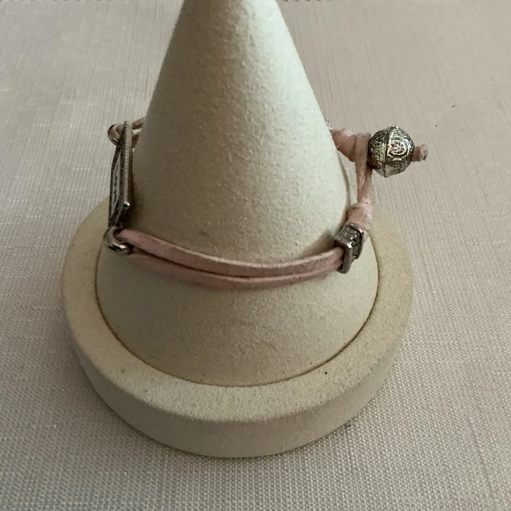 Pink Suede Love Silver Love Bracelet